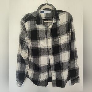 Old Navy Black & White Plaid Button-Down Shirt